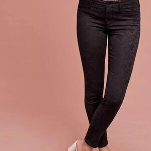 Anthropologie Black Skinny Jacquard Jeans